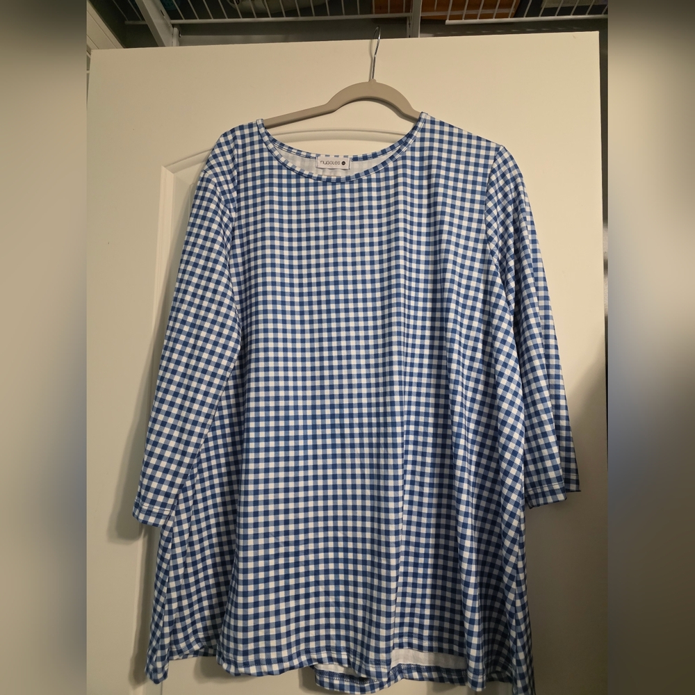 Blue and White Gingham Top